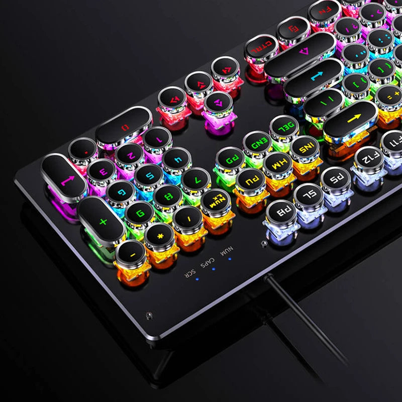 Punk Mechanical Gaming Keyboard – 104 Keys RGB Dynamic Lighting, Hot-Swappable, USB Wired for PC Mac Gaming Enthusiasts